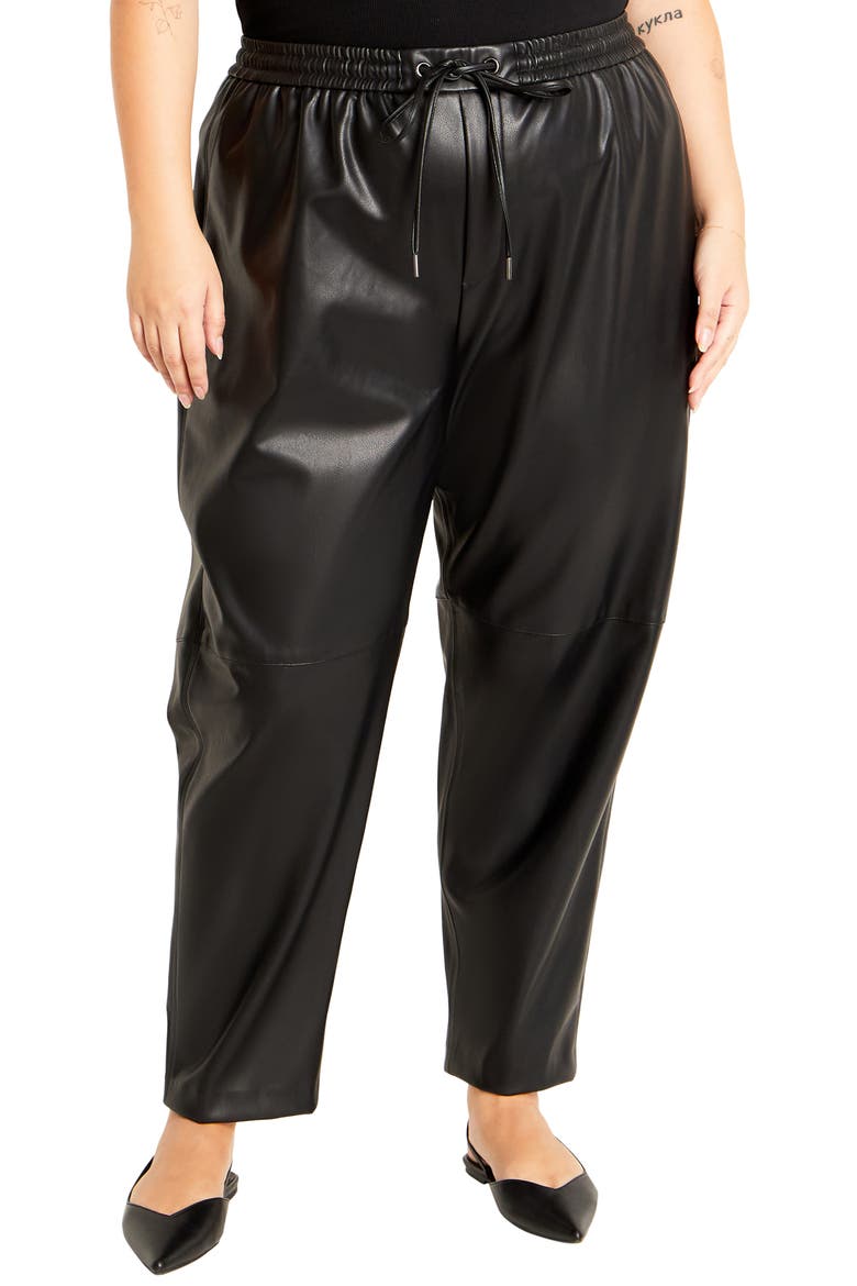 Mia Faux Leather Pants, Main, color, BLACK