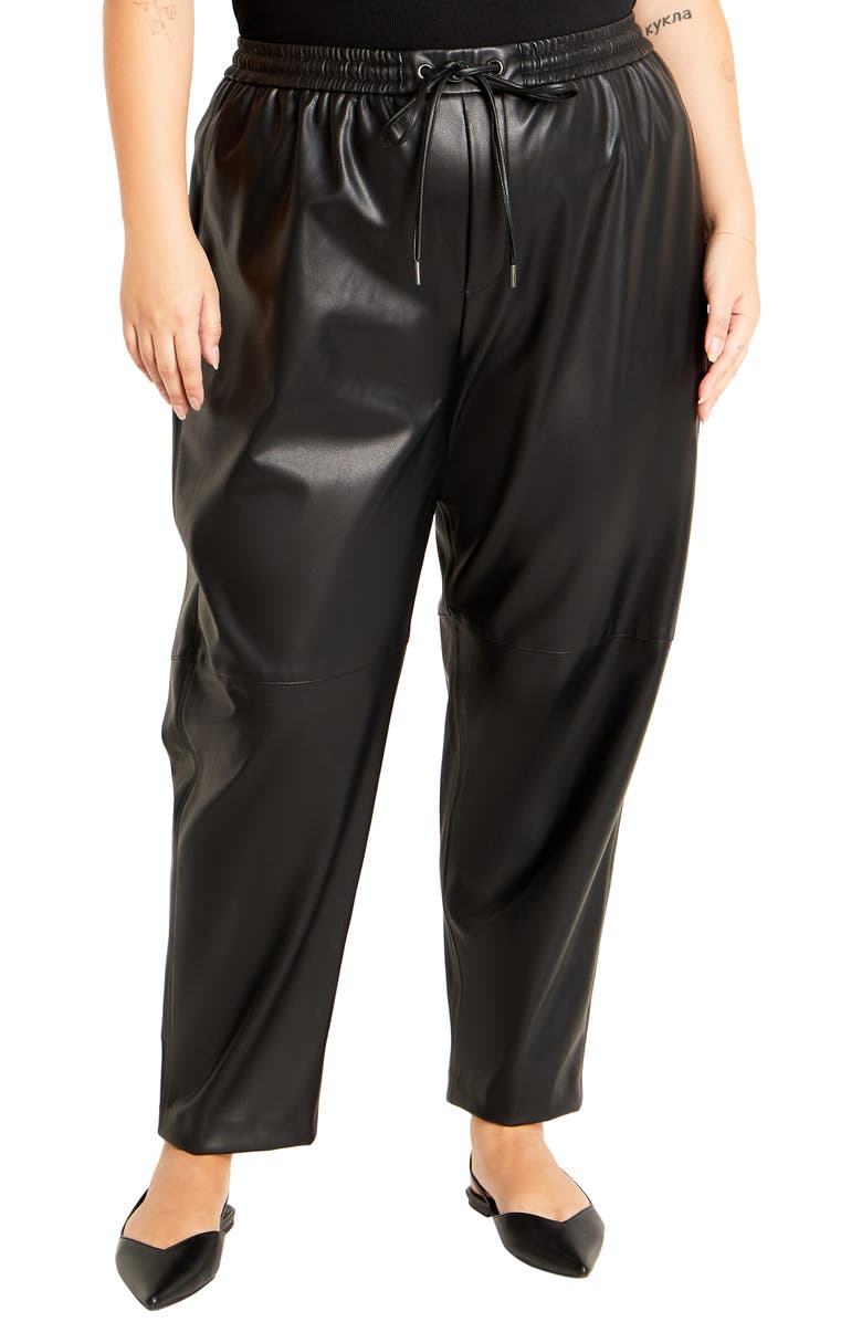City Chic Mia Faux Leather Pants, Main, color, Black