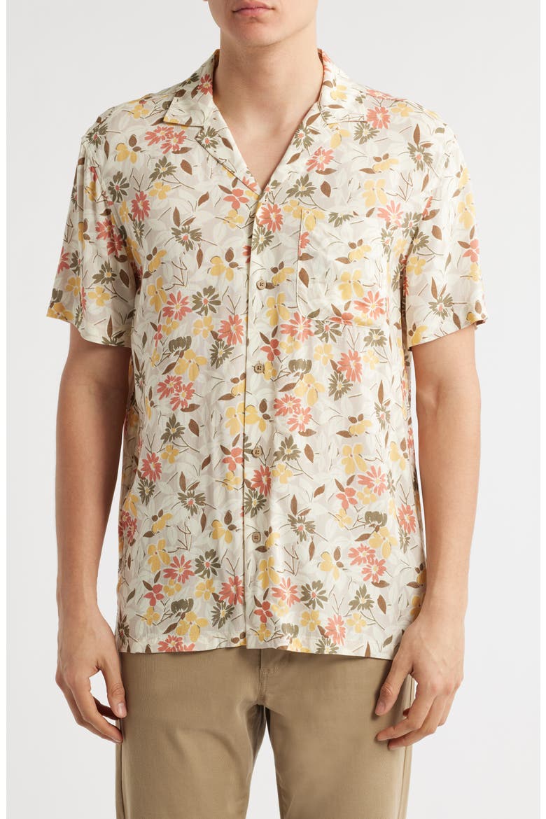 Kona Floral Camp Shirt, Main, color, OAKWOOD LAKES FLORAL