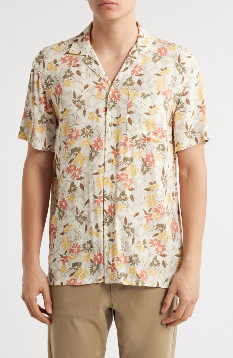 Faherty Kona Floral Camp Shirt, Main, color, Oakwood Lakes Floral