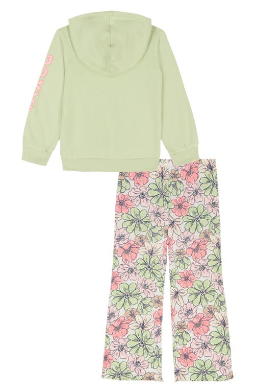 Roxy Kids' Pullover Hoodie & Floral Leggings Set In Green