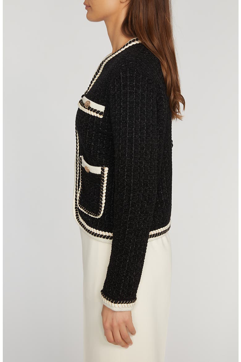 The Koka Metallic Cardigan, Alternate, color, NOIR BLACK/ SKY WHITE