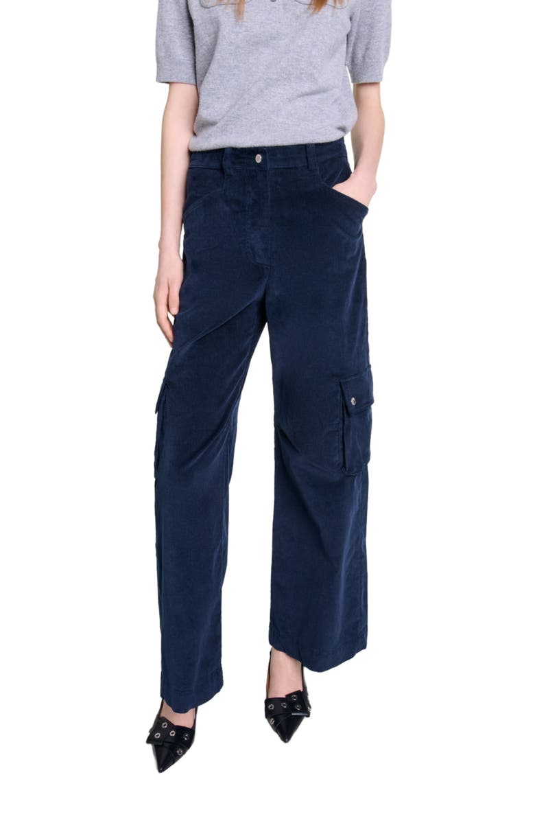 maje Velour cargo trousers, Alternate, color, 