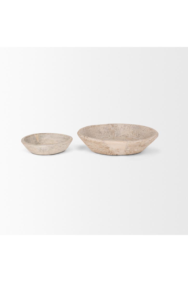 Nikita Set of 2 Reclaimed Wood Bowls, Alternate, color, White