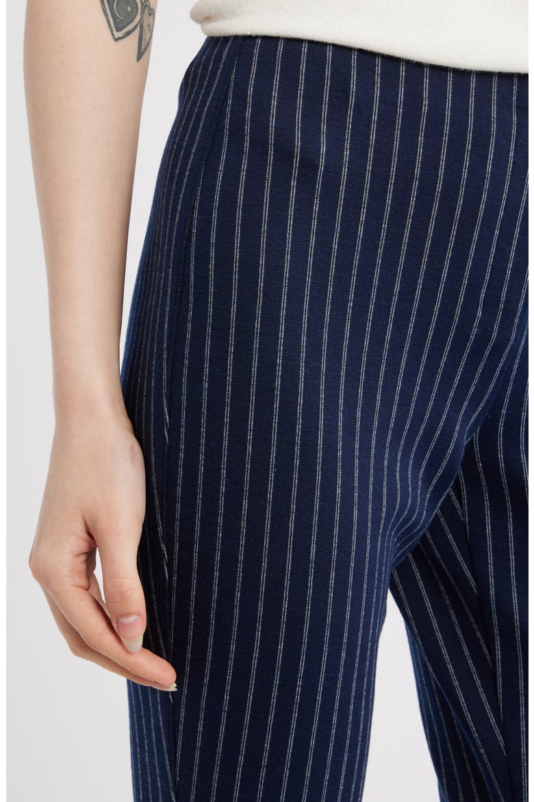 Pinstripe Crop Kick Flare Pants, Alternate, color, NAVY MULTI