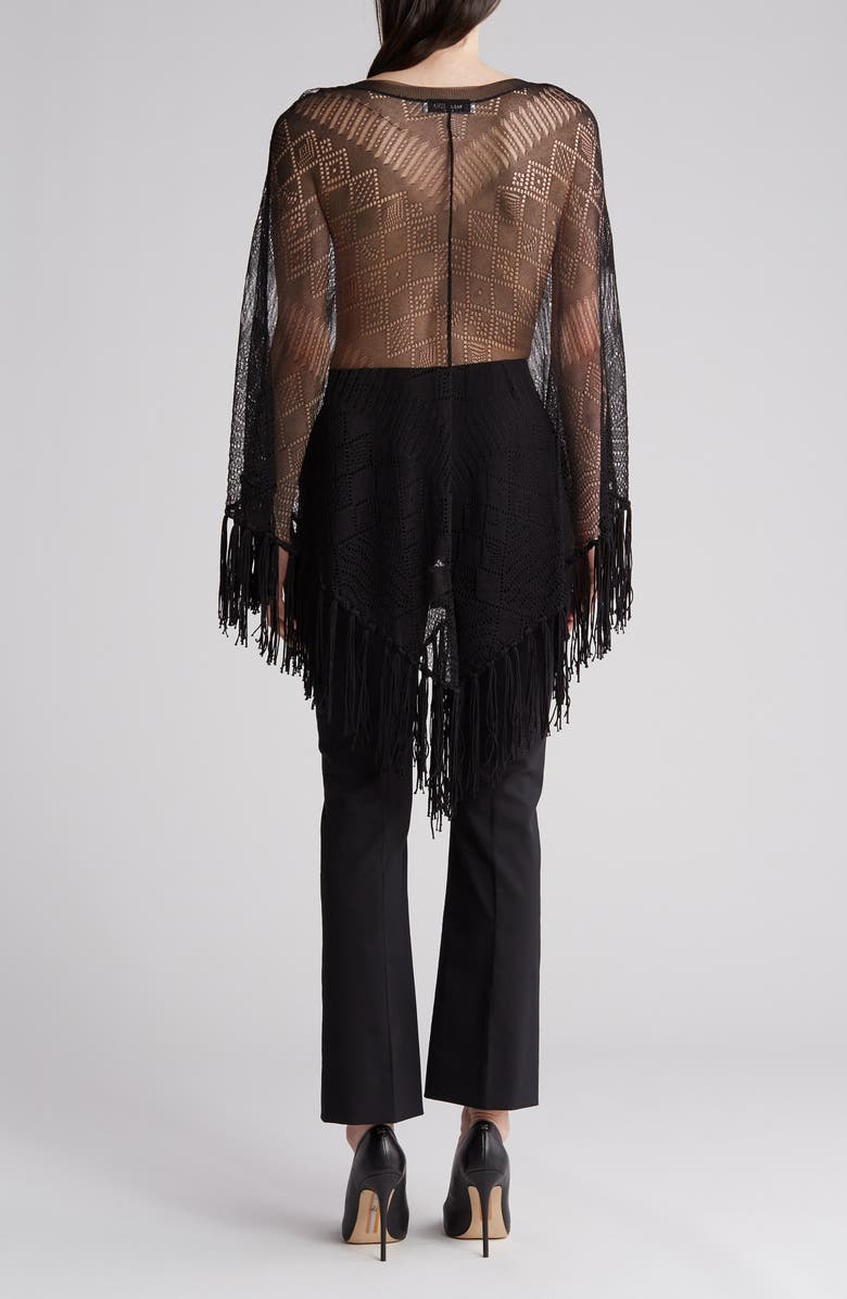 Valentino Fringe Silk Sweater Poncho, Alternate, color, 