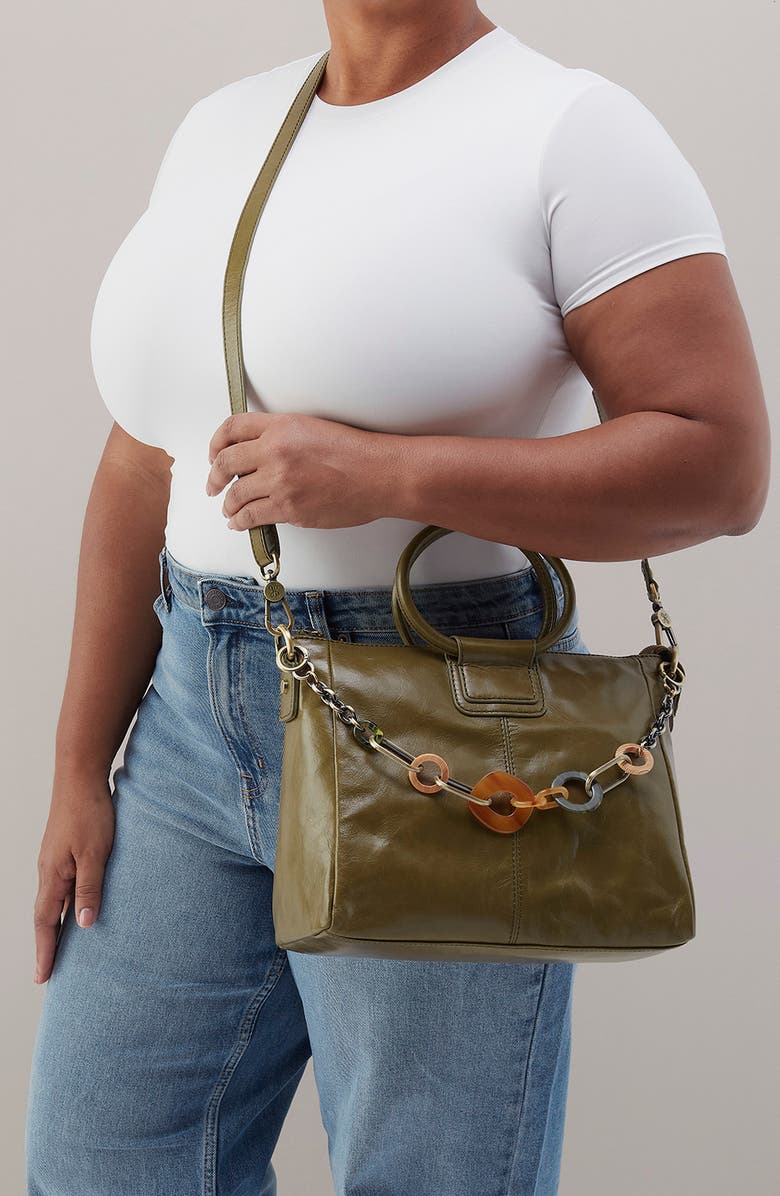 HOBO Medium Sheila Leather Satchel, Alternate, color, Olive Veil