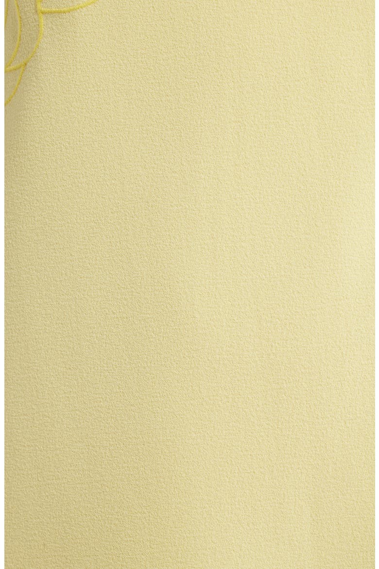 Floral Appliqué Sleeveless Crepe Sheath Dress, Alternate, color, BUTTERCUP