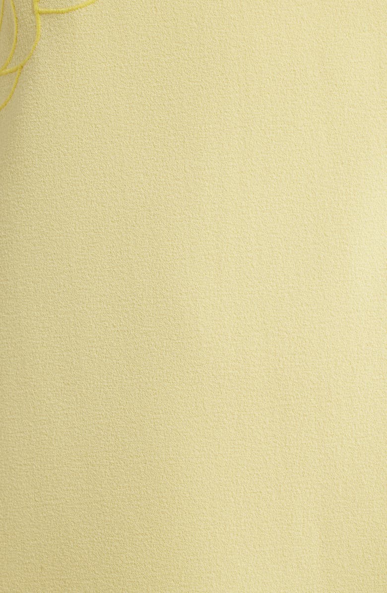 Vince Camuto Floral Appliqué Sleeveless Crepe Sheath Dress, Alternate, color, Buttercup