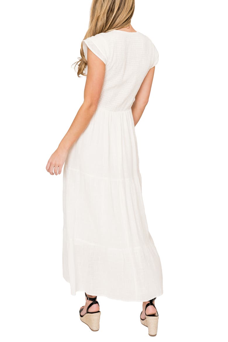 Flutter Sleeve Cotton Gauze Maxi Dress, Alternate, color, OFF WHITE