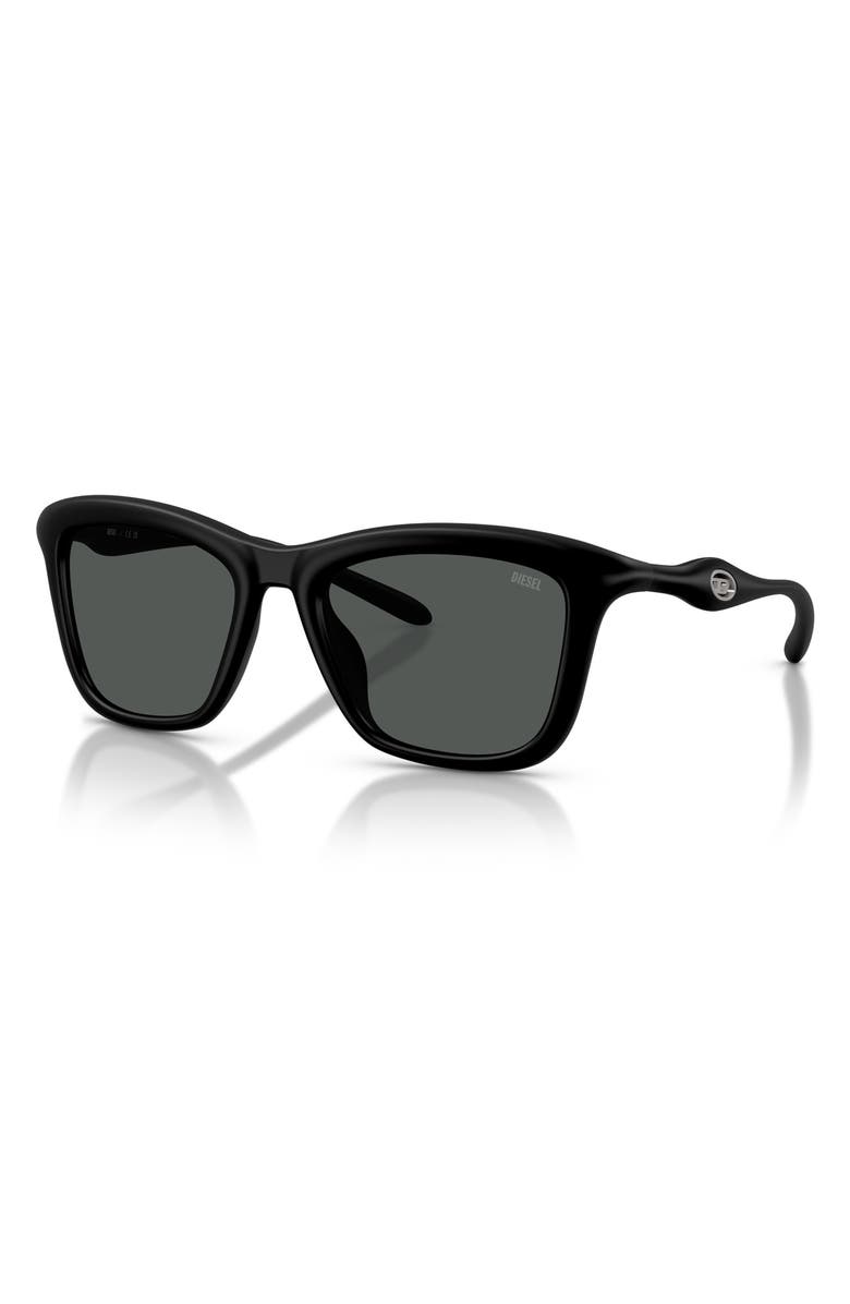 DIESEL<sup>®</sup> DL3008U 53mm Square Sunglasses, Alternate, color, Black Matte / Dark Grey
