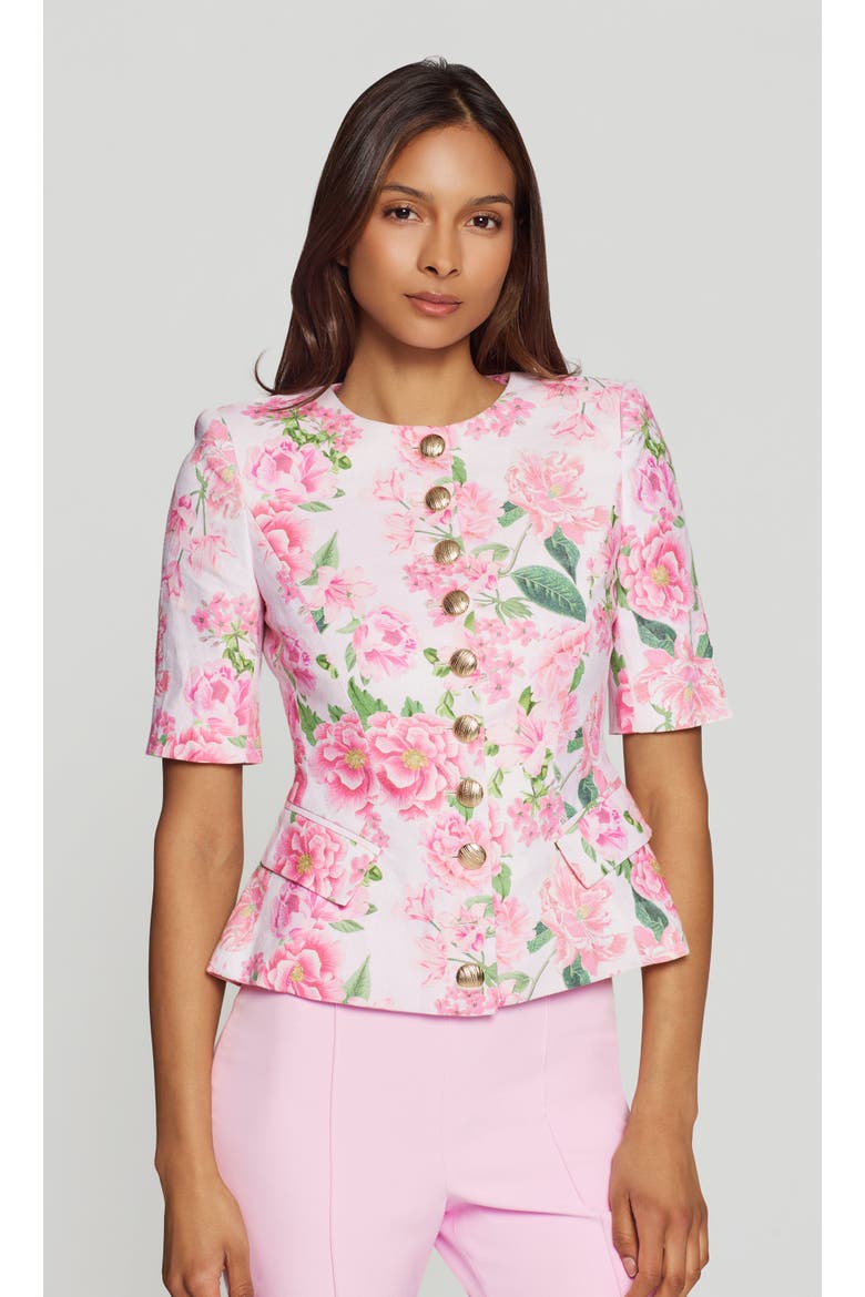 Adriana Floral Linen Jacket, Main, color, pink, Floral