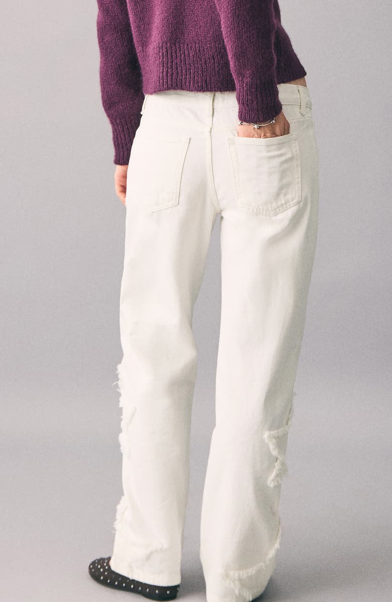 MANGO TEEN Star Embroidered Straight Leg Jeans, Alternate, color, Off White