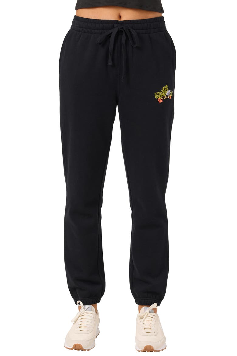 Tropic Floral Relaxed Sweatpants, Main, color, BLACK