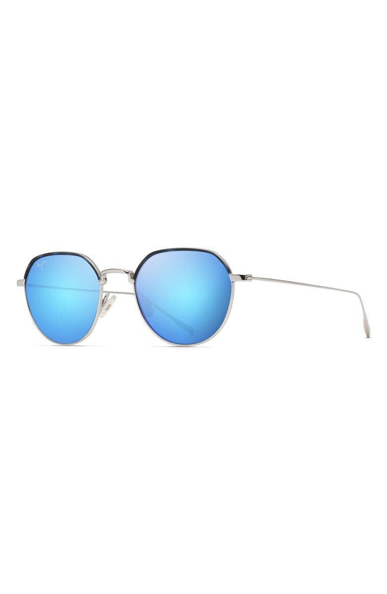 Maui Jim Island Eyes 50mm Mirrored PolarizedPlus2<sup>®</sup> Square Sunglasses, Alternate, color, Silver