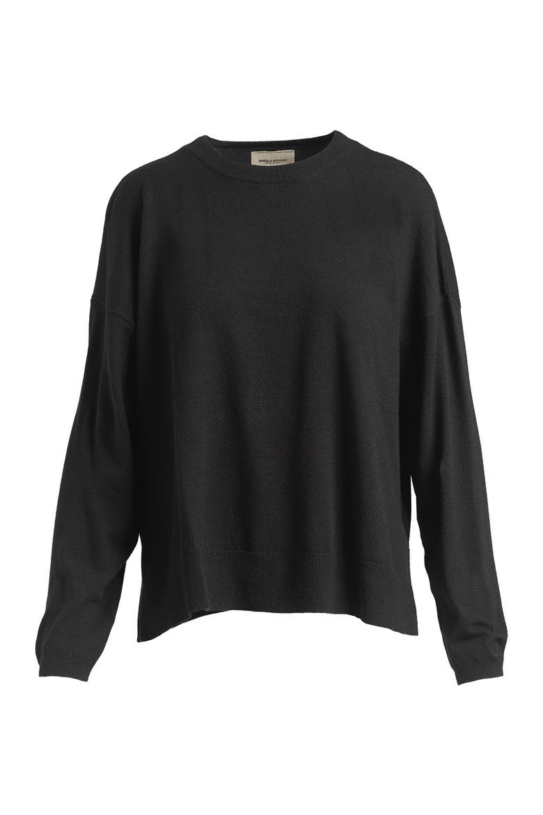 Relaxed Crew Neck Sweater, Alternate, color, Black