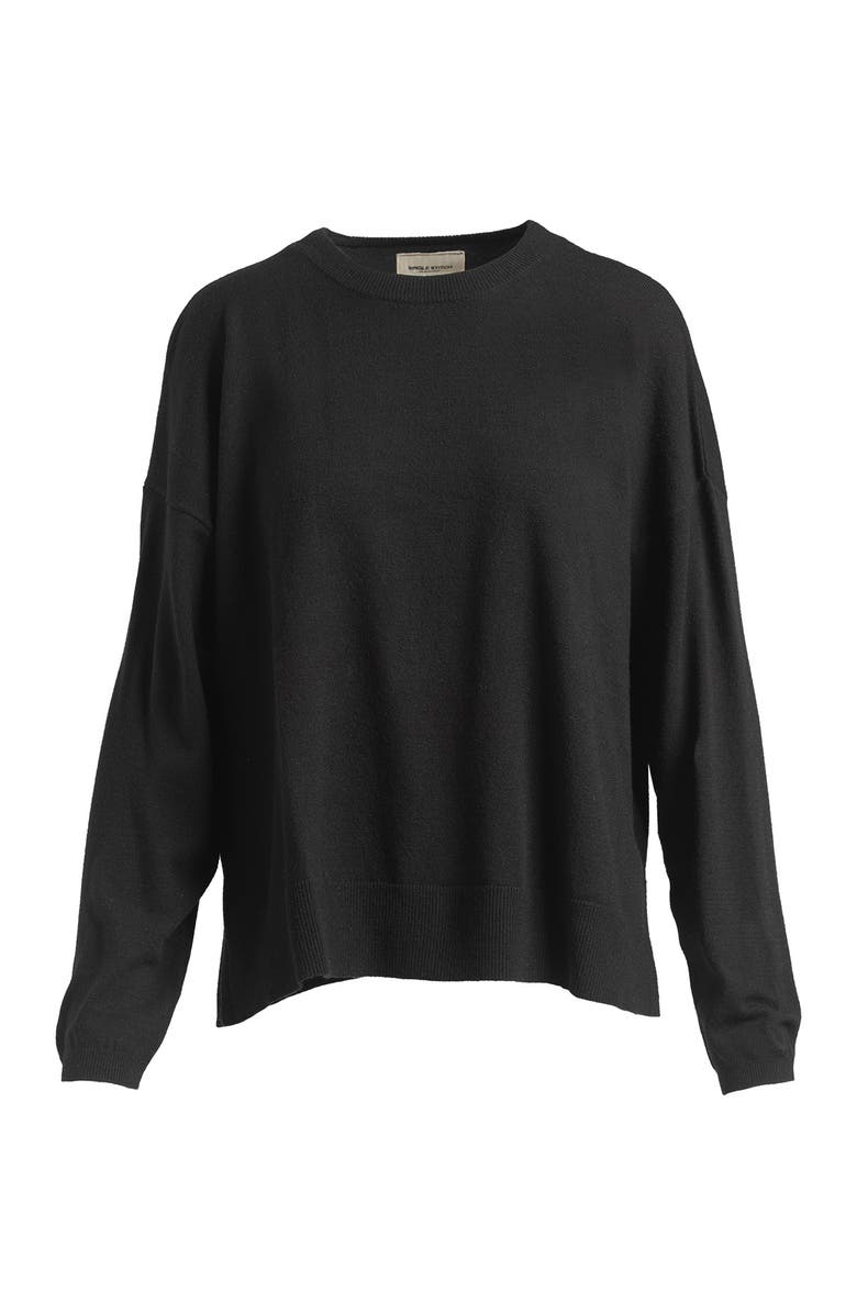 Single Stitch Relaxed Crew Neck Sweater, Alternate, color, Black