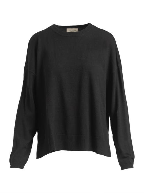 Single Stitch Relaxed Crew Neck Sweater In Black