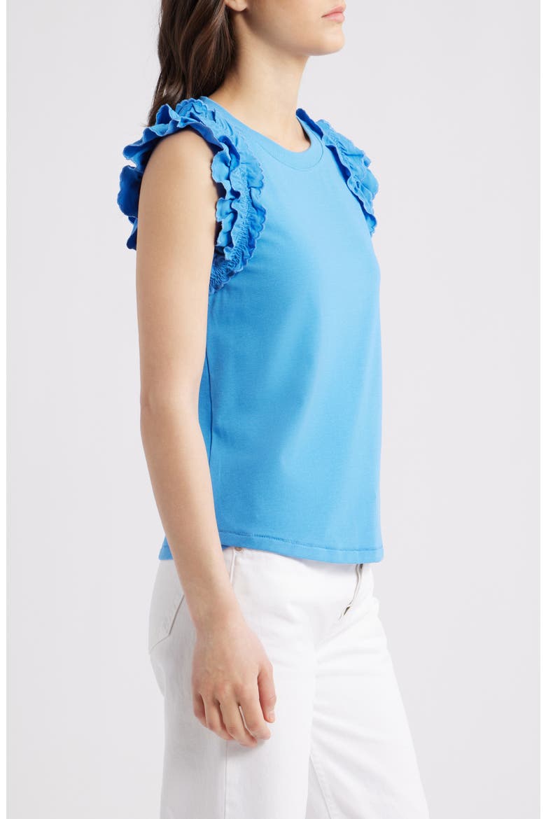 Ruffle Sleeve Top, Alternate, color, CERULEAN BLUE