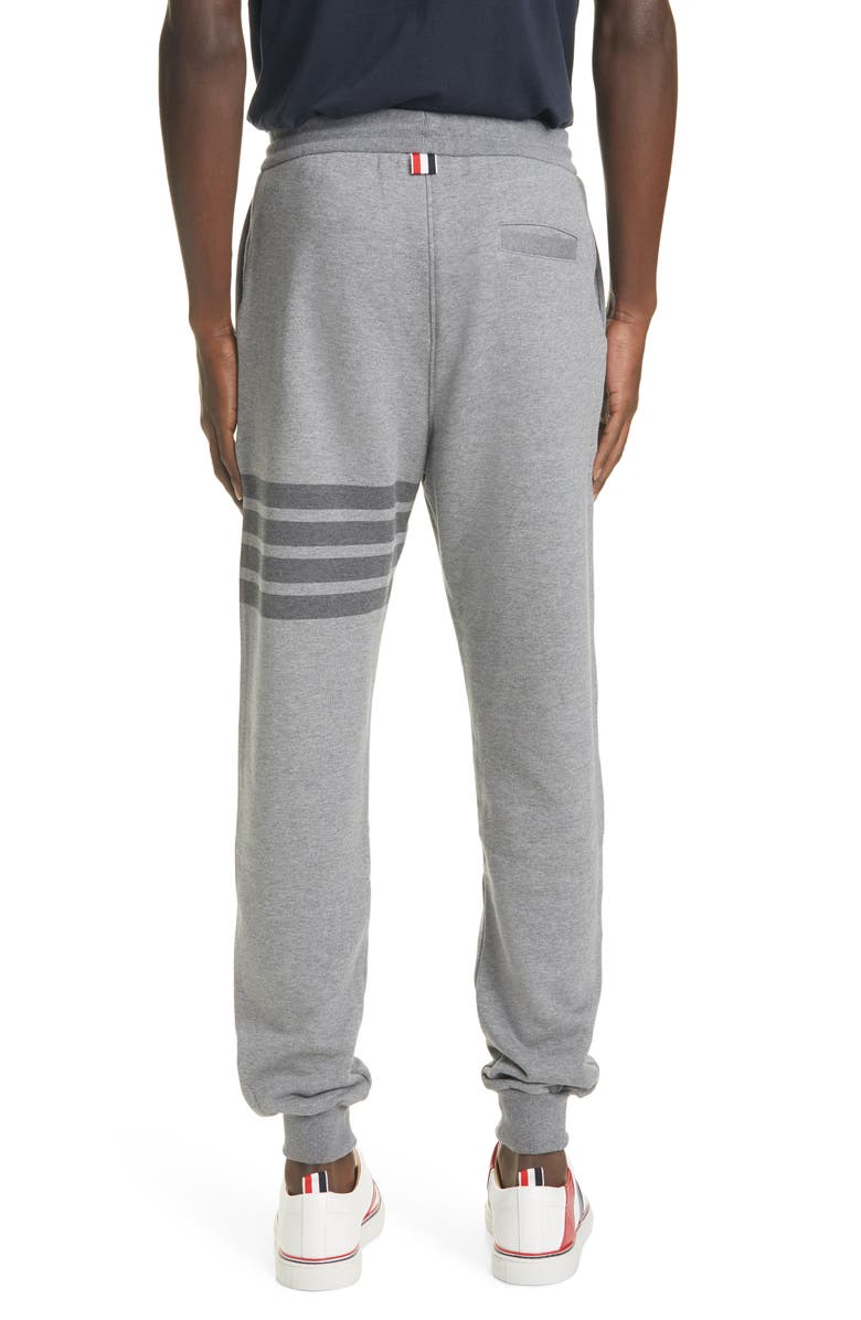 Thom Browne Tonal 4-Bar Cotton Joggers, Alternate, color, Med Grey