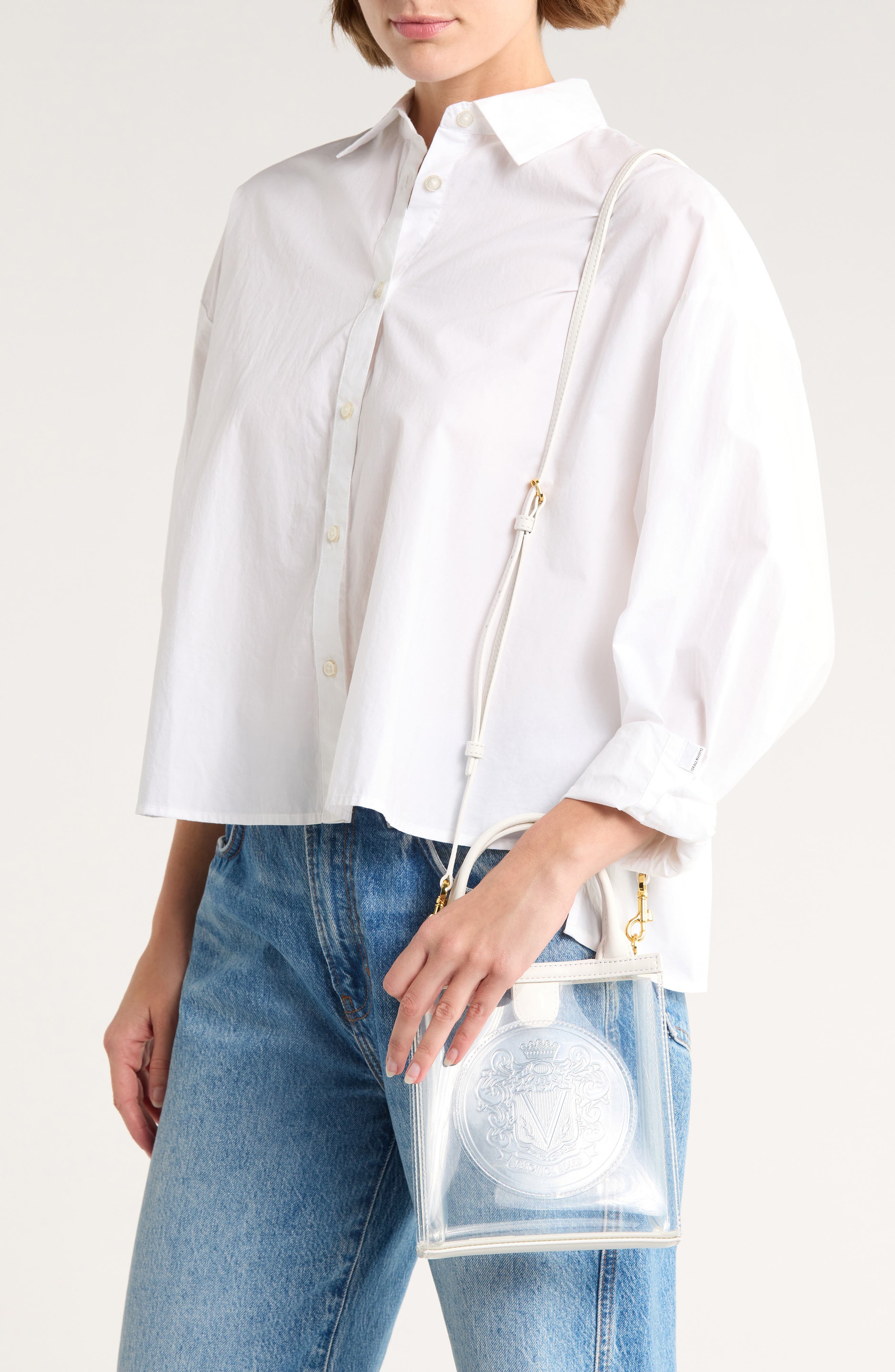 Veronica Beard Small Clear Shopper, Alternate, color, Transparent/ Off White