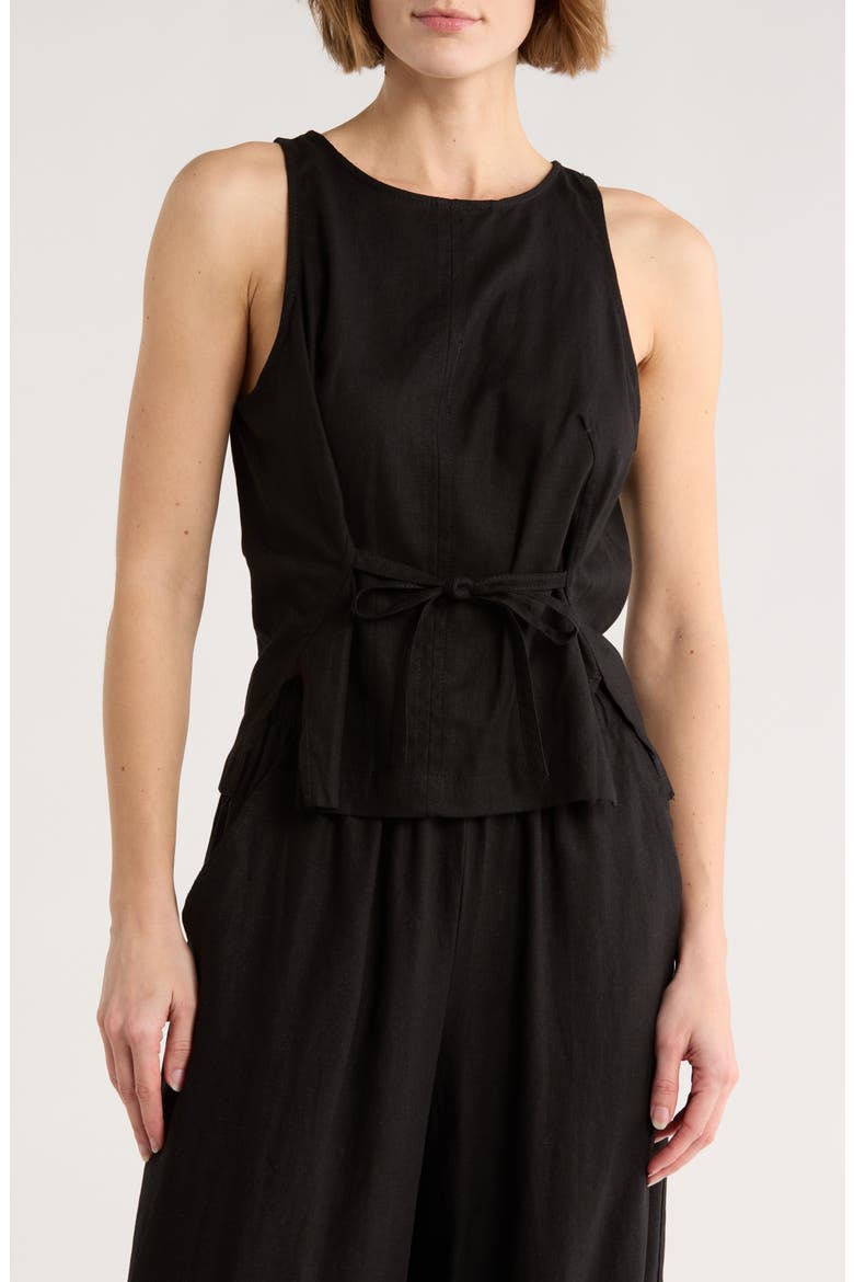 Tie Back Tank, Main, color, BLACK