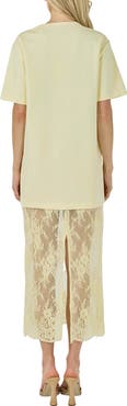 Endless Rose Mixed Media Cotton Knit & Lace T-Shirt Dress