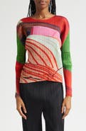 Pleats Please Issey Miyake City Collage Pleated Top