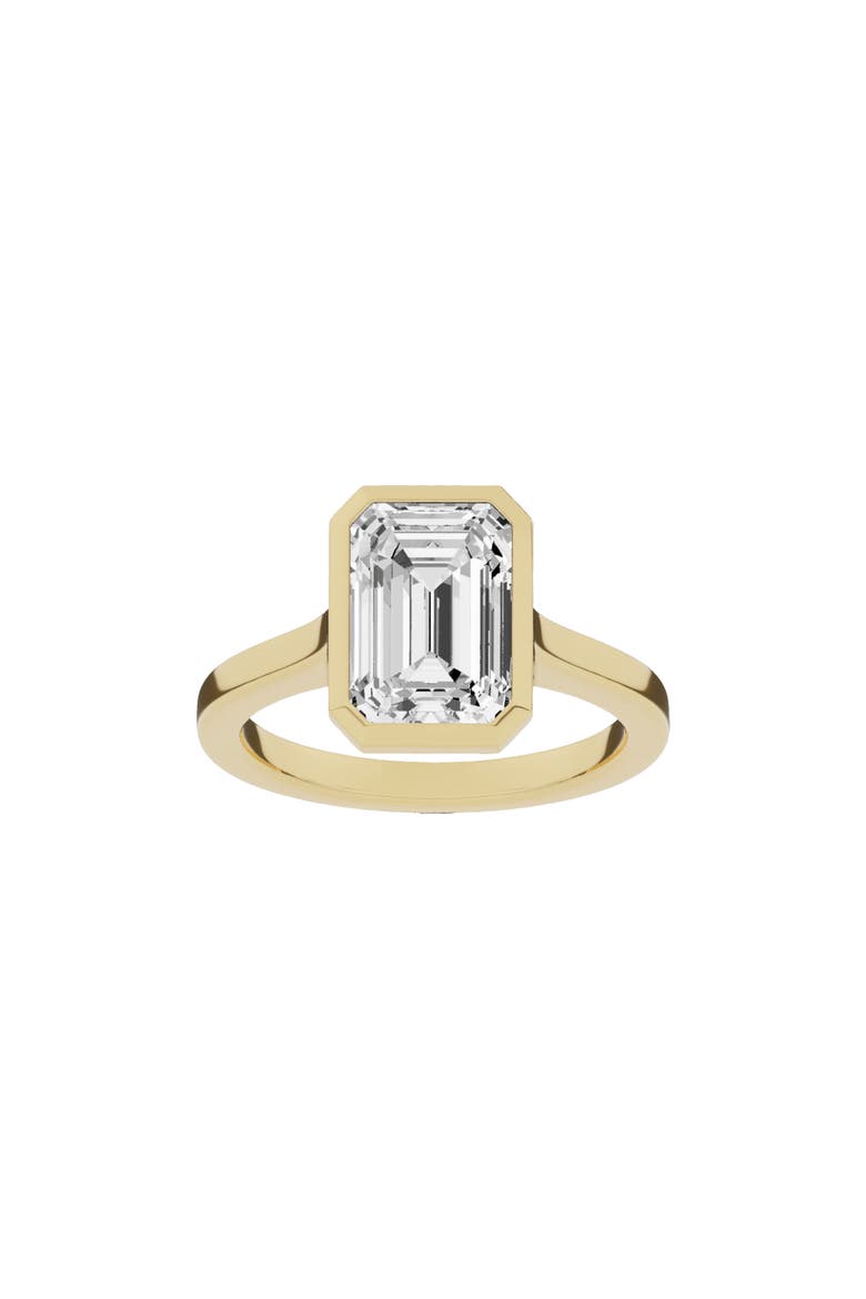 18K Gold Emerald Cut Lab Created Diamond Solitaire Ring - 4.0 ctw (Nordstrom Exclusive), Main, color, 18K YELLOW GOLD