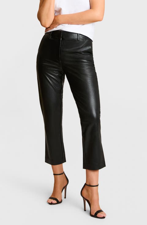 Tapered Faux Leather Crop Pants