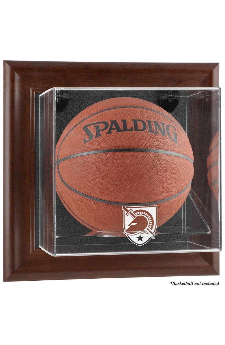 FANATICS AUTHENTIC Army Black Knights Brown Framed (2015-Present Logo) Wall-Mountable Basketball Display Case, Main, color, 