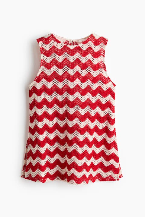 Crochet-look Jacquard Jersey Top