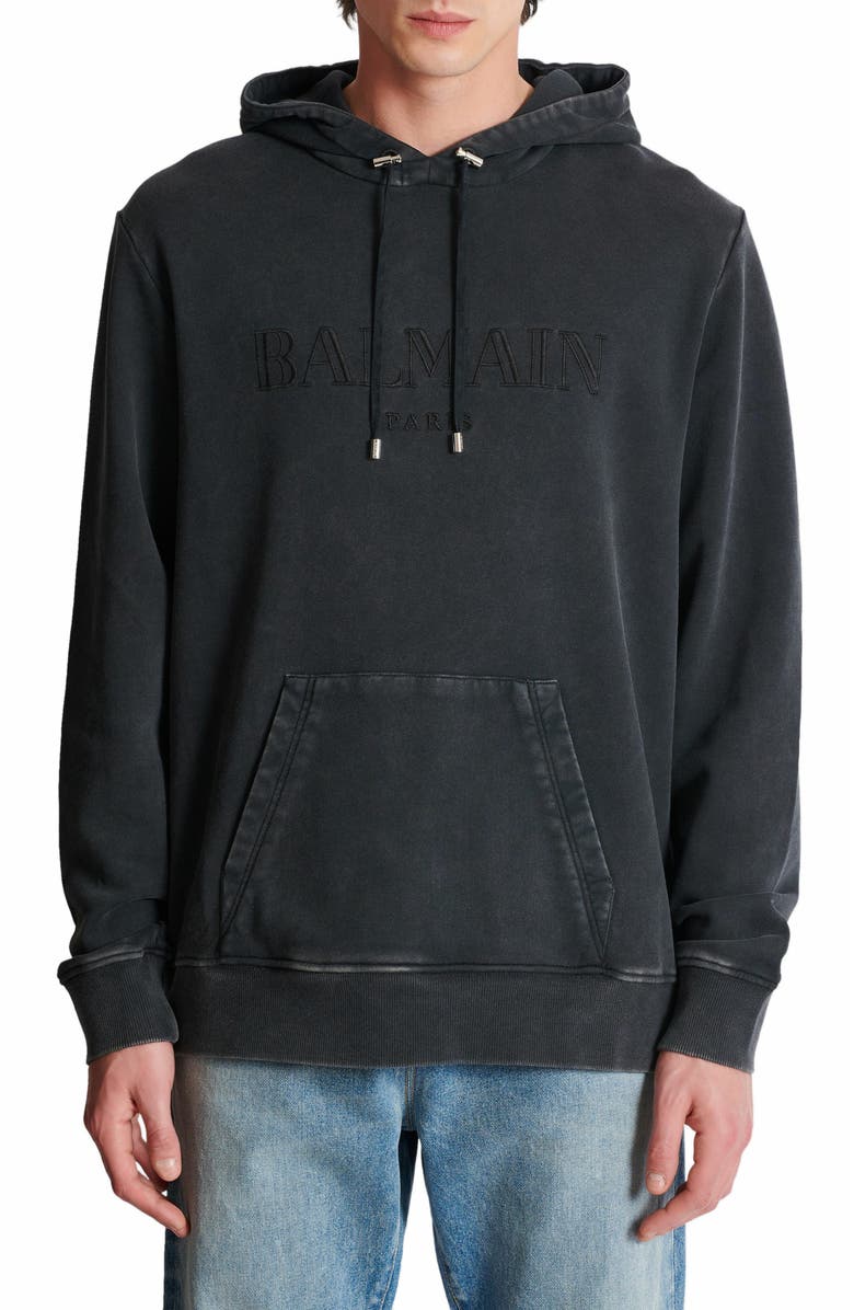 Balmain Vintage Balmain Embroidered Hoodie, Alternate, color, 