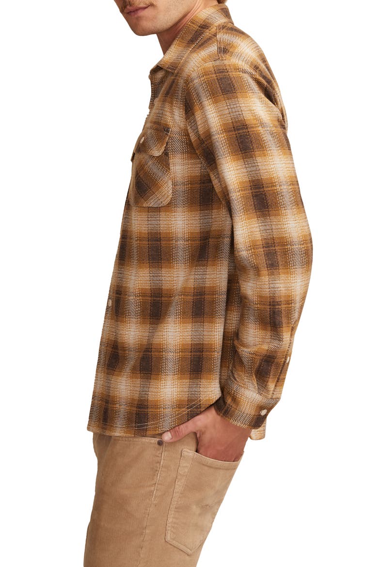 Soft Knit Jersey Plaid Button-Up Shirt, Alternate, color, GOLD MULTI