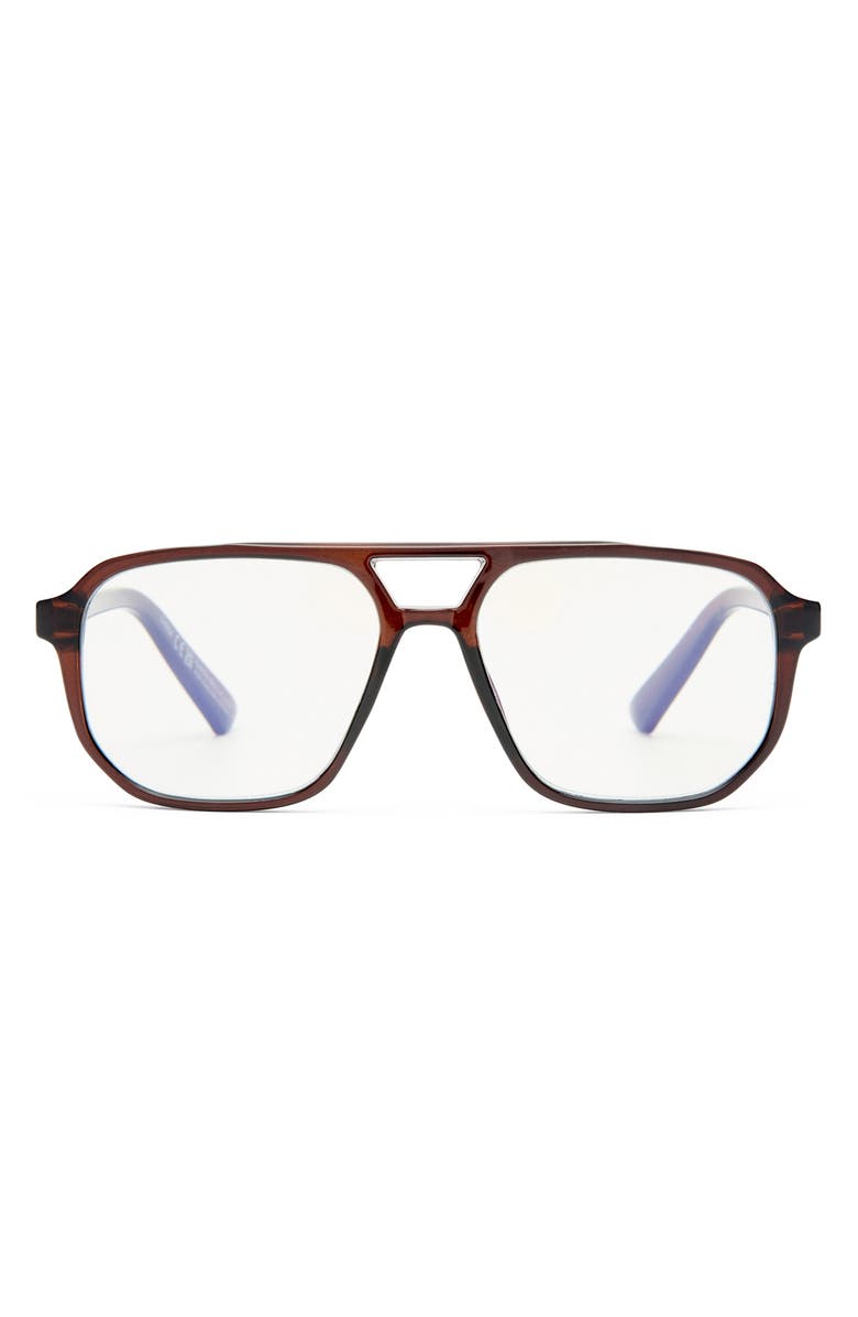 The Book Club The Atticus 53mm Aviator Blue Light Blocking Reading Glasses, Main, color, Crystal Bark