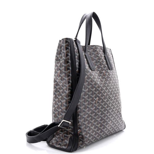 Pre-owned Goyard Goyard Voltaire Convertible Tote Coated Canvas In Black