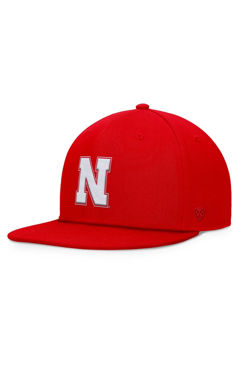 TOP OF THE WORLD Men's Top of the World Scarlet Nebraska Huskers Fundamental Snapback Hat, Main, color, Scarlet