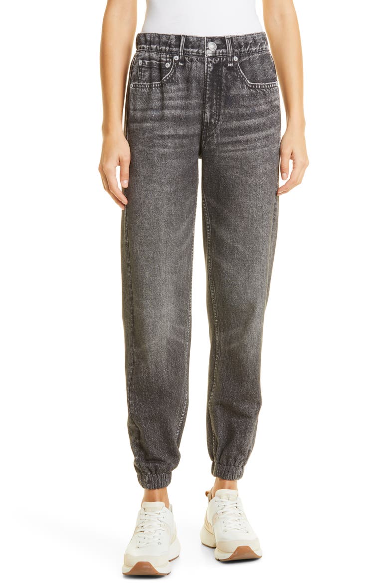 Miramar Faux Jeans Joggers, Main, color, BLACK MAGIC