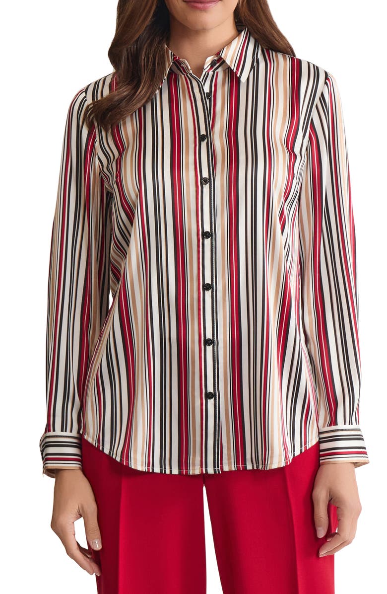 KASPER Stripe Button-Up Shirt, Main, color, Vanilla Ice Multi