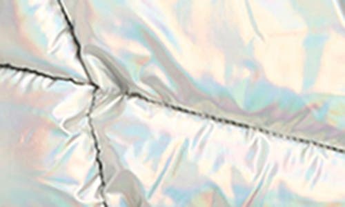 Rothschild Kids' Metallic Puffer Jacket With Faux Fur Trim In Gray