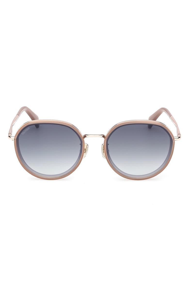 Max Mara 57mm Round Sunglasses, Main, color, Shiny Beige / Gradient Smoke