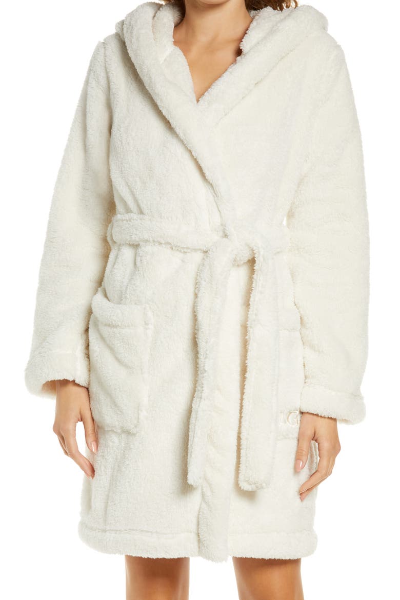Aarti Faux Shearling Hooded Robe, Main, color, CRM
