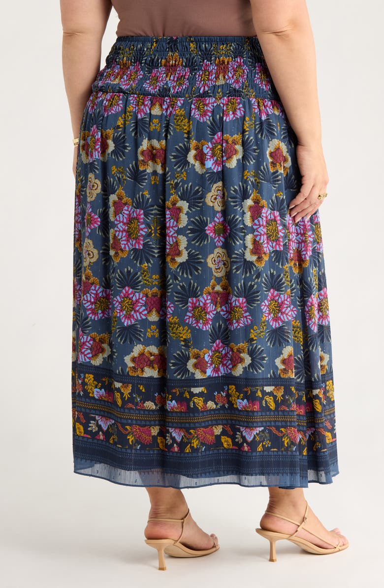Treasure & Bond Smocked Waist Maxi Skirt, Alternate, color, Green Gables Blooming Border