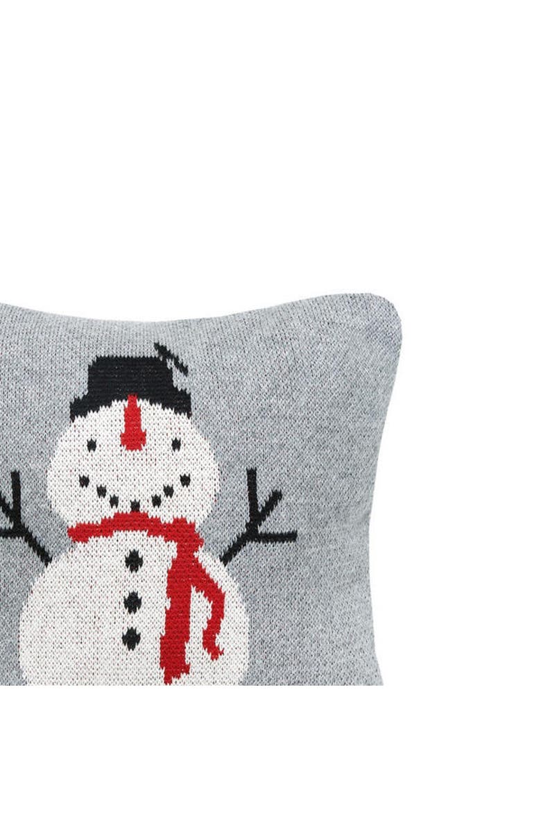 C&F Home Snowman Knitted Mini Cotton Blend Christmas Accent Pillow 10" x 10", Alternate, color, Grey