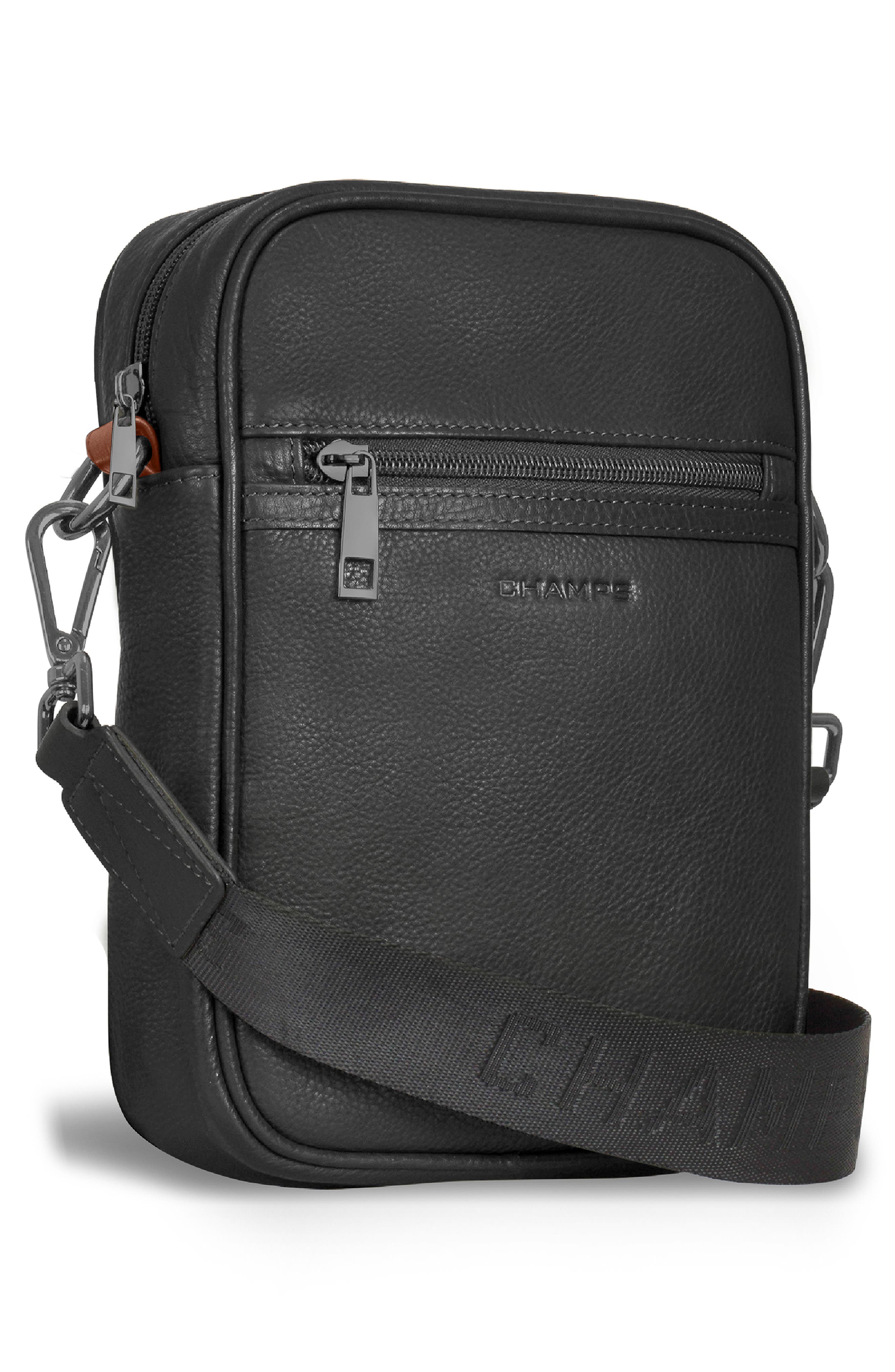 CHAMPS Onyx Leather Vertical Crossbody Bag, Alternate, color, Black