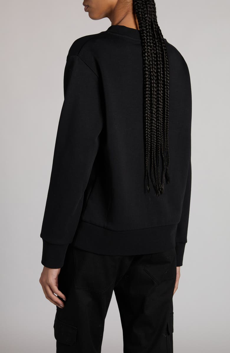 Moncler Crystal Embellished Logo Cotton Blend Sweatshirt, Alternate, color,