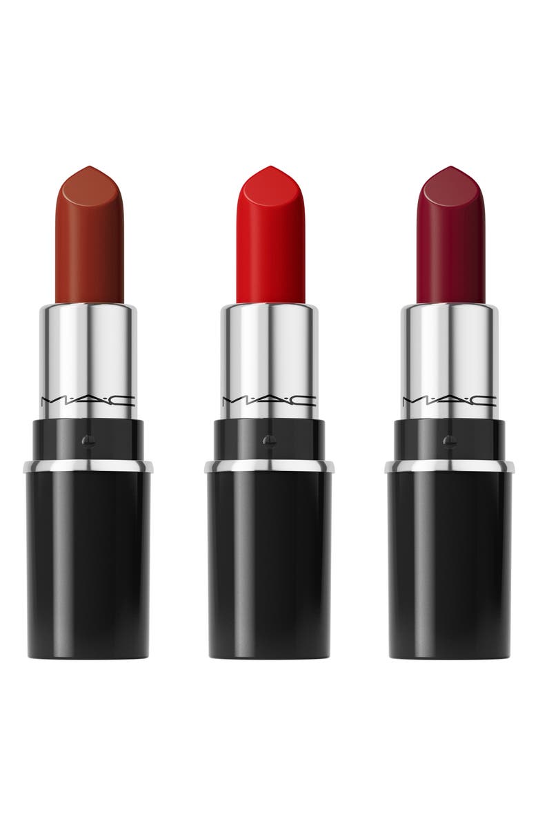 MAC Cosmetics Everyday Luxury Mini Lustreglass Lipstick Trio Holiday Gift Set $45 Value, Main, color, Red