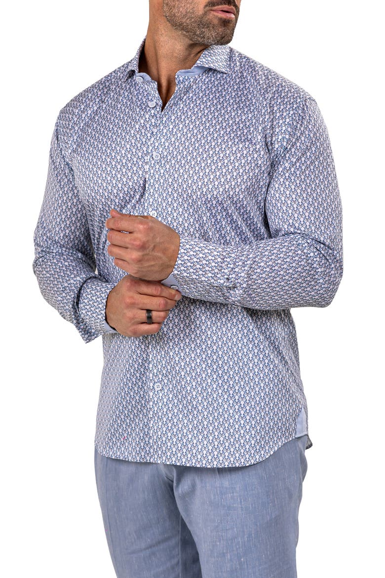 Einstein Marthyr 0245 Contemporary Fit Button-Up Shirt, Alternate, color, WHITE BLUE