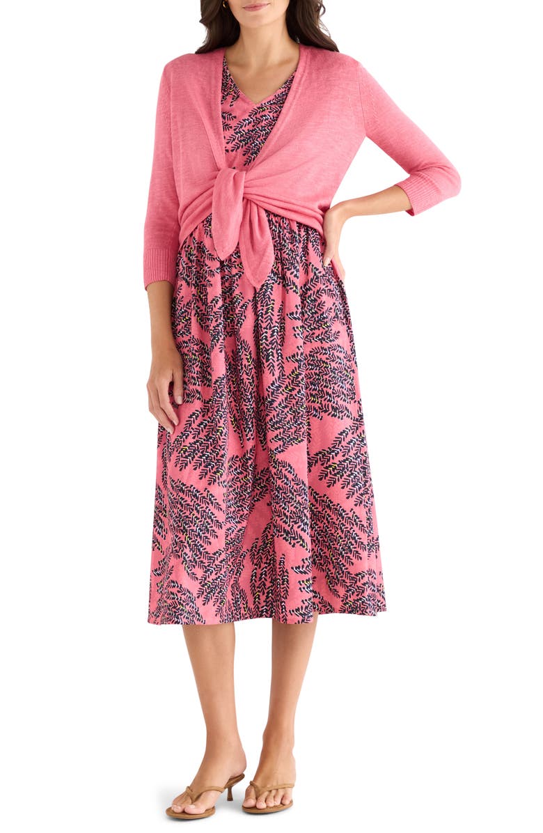 NIC+ZOE Blush of Spring Dierdre Sleeveless Stretch Cotton Midi Dress, Alternate, color, Pink Multi