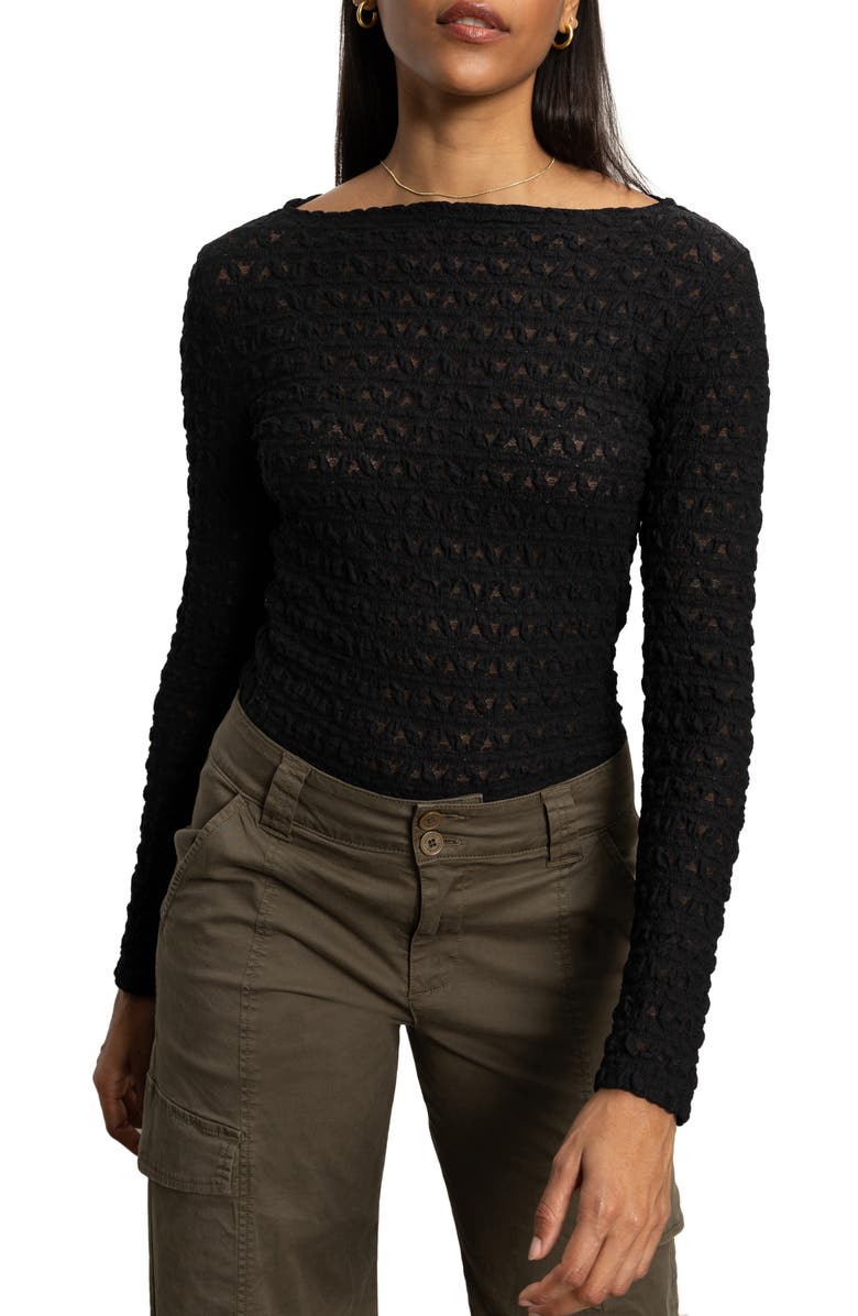 Sanctuary Stretch Mesh Boat Neck Top, Main, color, 